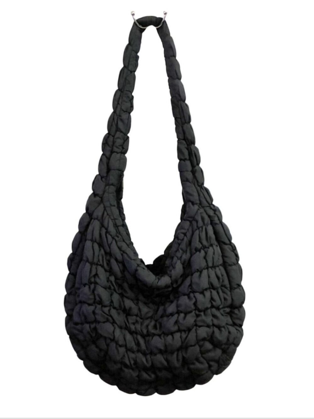 COS Black Quilted Padded Oversized Tote Shoulder Bag Crossbody Cloud Popcorn OS